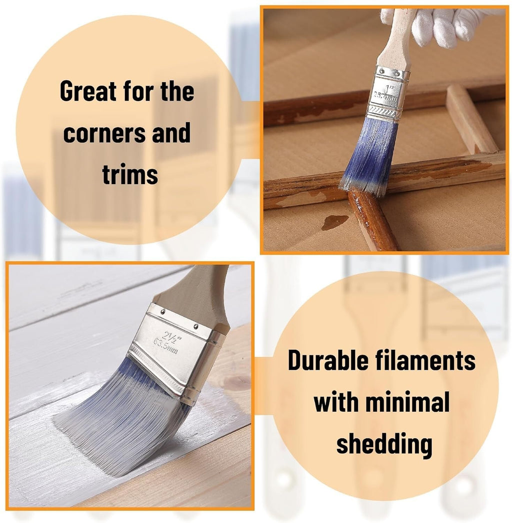 Bates- Paint Brushes 6 Pack Treated Wood Handle Paint Brushes for Walls Stai MindFreakArtistry