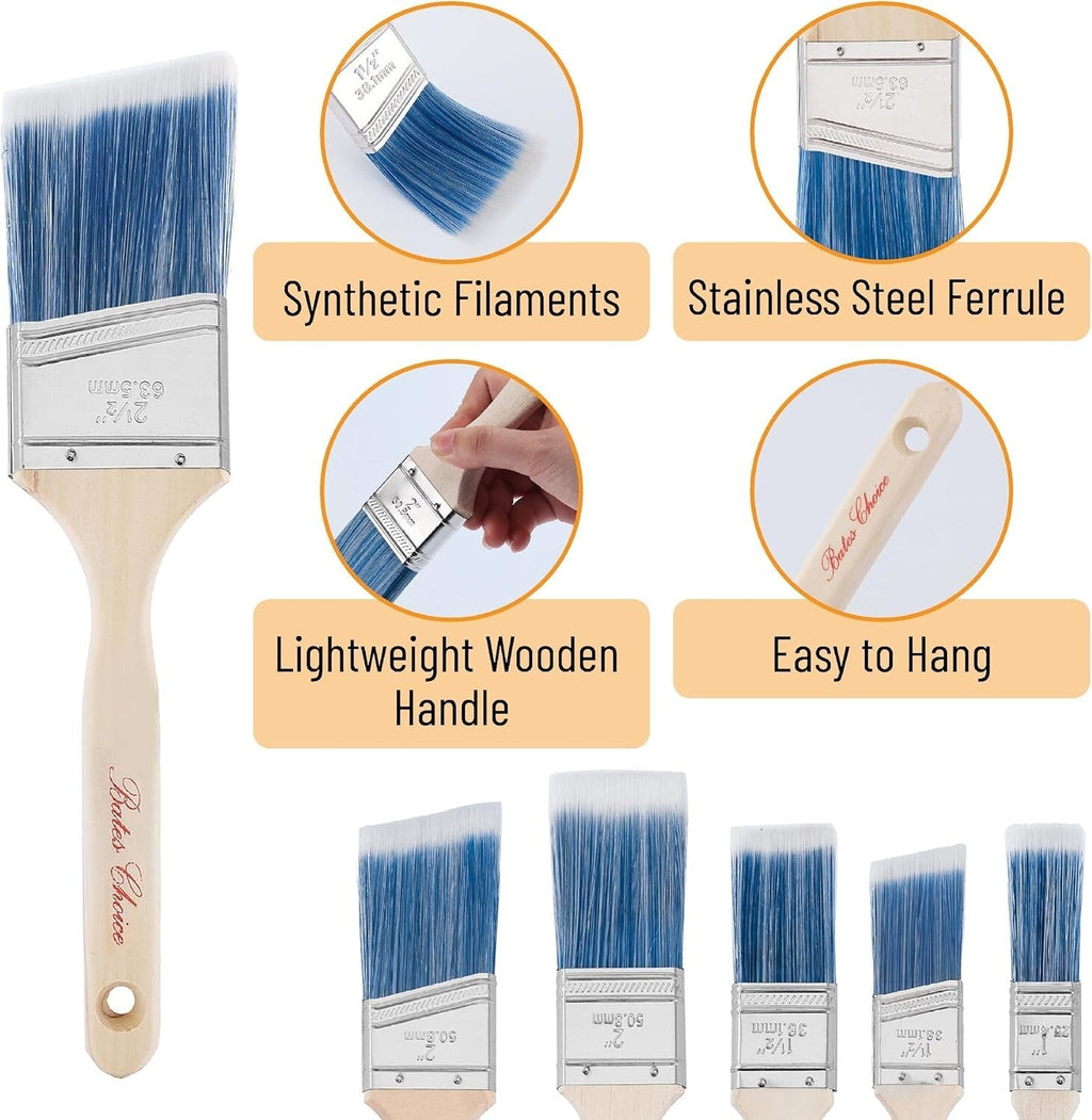 Bates- Paint Brushes 6 Pack Treated Wood Handle Paint Brushes for Walls Stai MindFreakArtistry