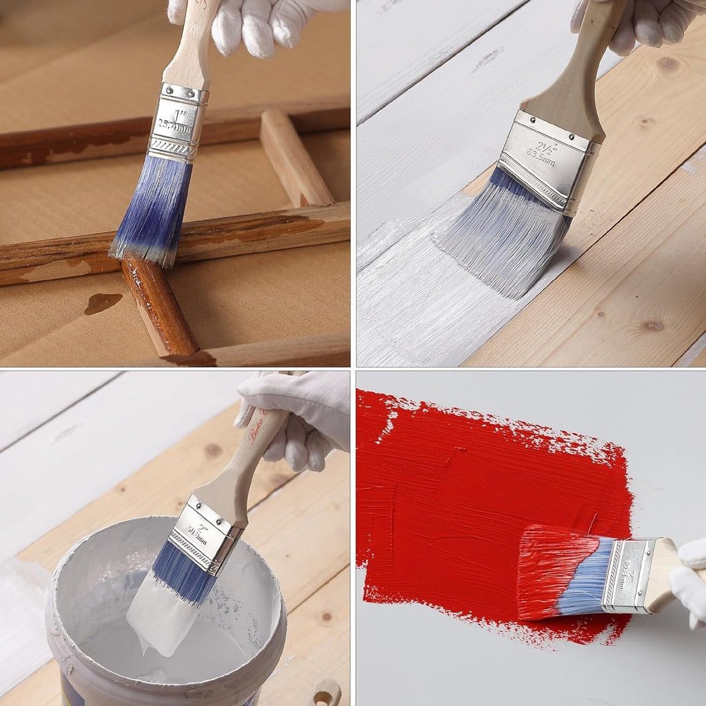 Bates- Paint Brushes 6 Pack Treated Wood Handle Paint Brushes for Walls Stai MindFreakArtistry