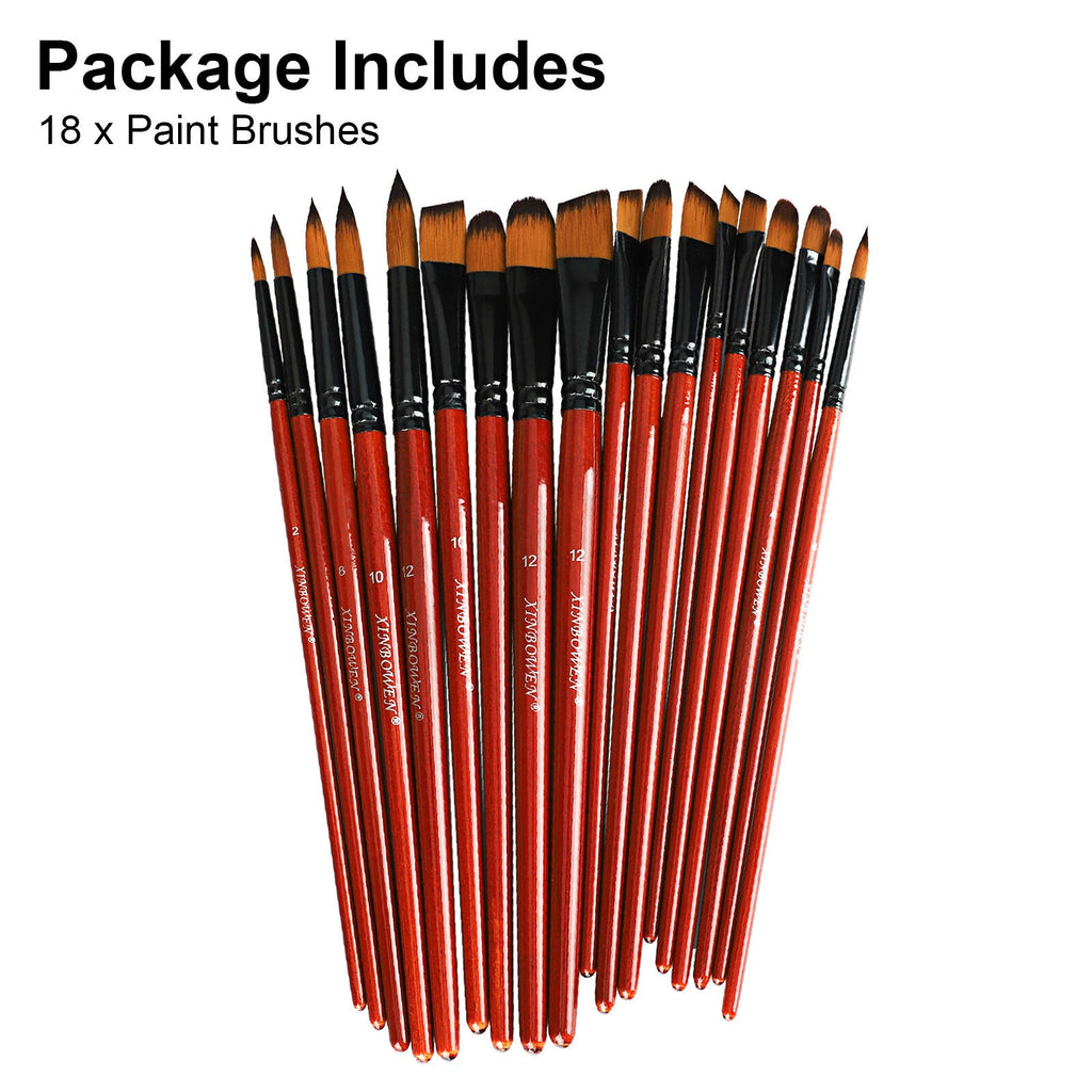 18pcs Paint Brushes Set Art Supplies for Acrylic Oil Watercolour Detail Painting MindFreakArtistry