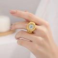 Quartz Watch Ring Goldtone White Face Fashion Hut Jewelry