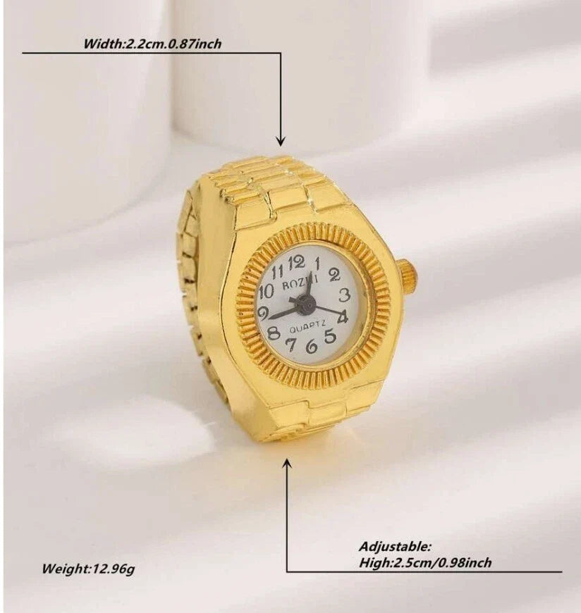 Quartz Watch Ring Goldtone White Face Fashion Hut Jewelry