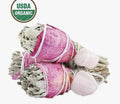 Sage Torch Smudge - Rose Petals & Rose Quartz Sacred Crystals