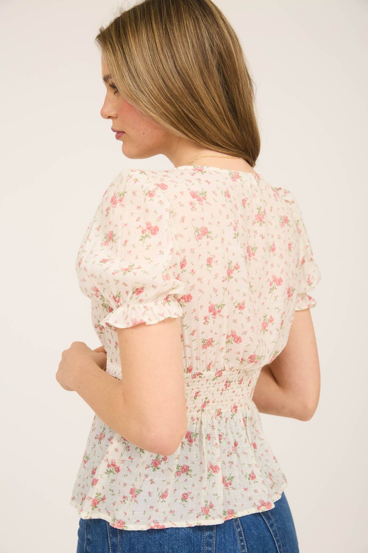 Blu Pepper "Salina" Western Crochet Lace Trim V-Neck Top — Red & Olive Floral Print Cowhide and Conchos