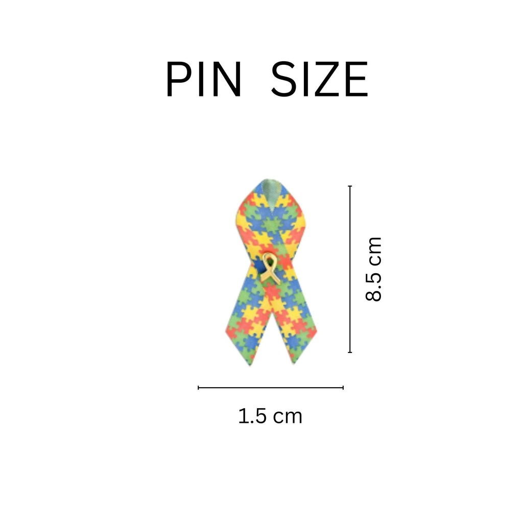 10 Pack Satin Autism Awareness Ribbon Pins The Awareness Company