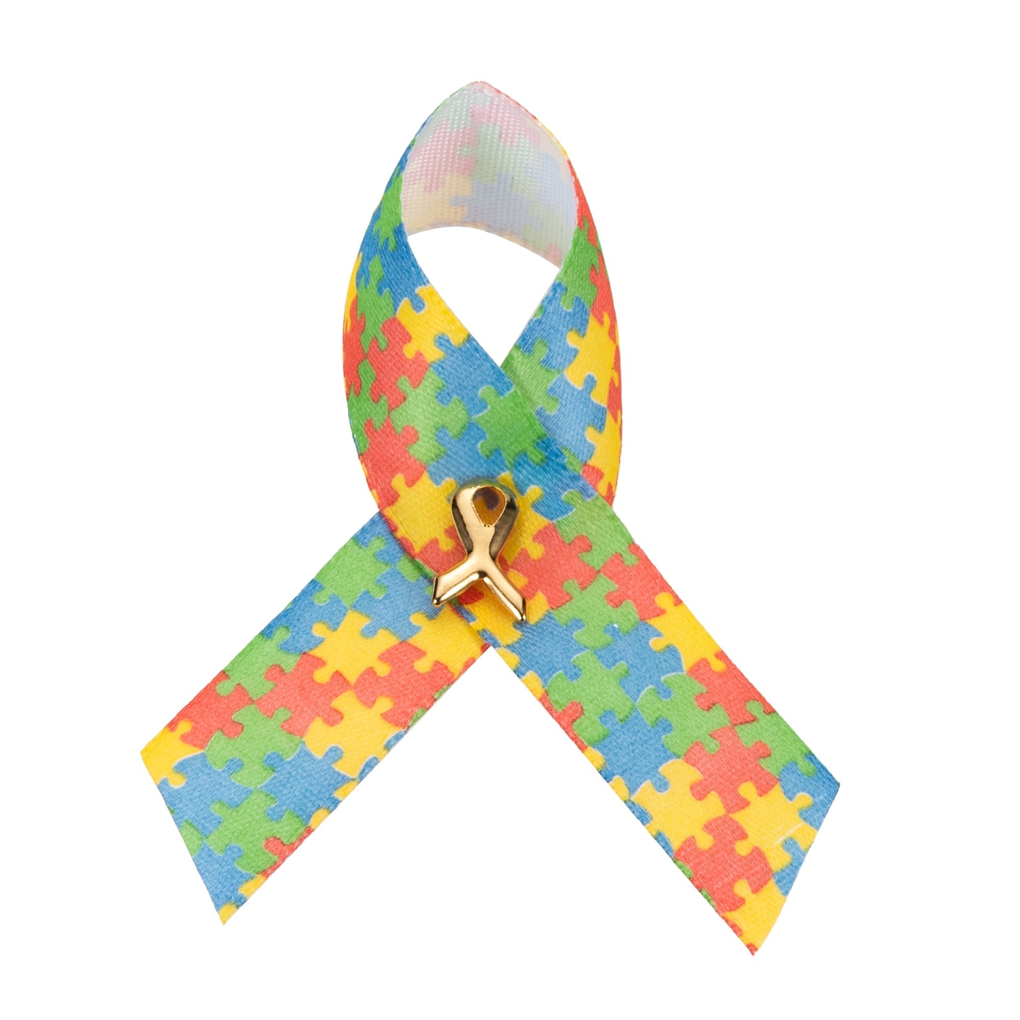 10 Pack Satin Autism Awareness Ribbon Pins The Awareness Company