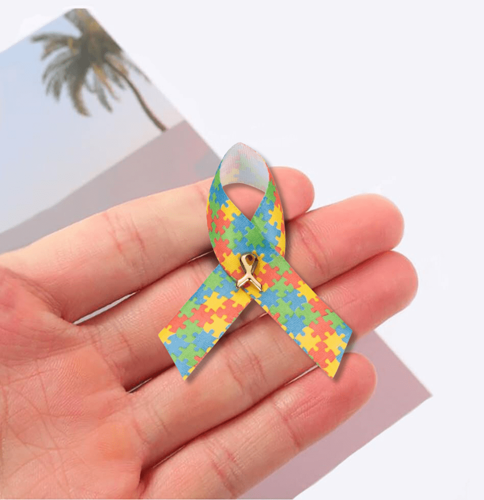 10 Pack Satin Autism Awareness Ribbon Pins The Awareness Company