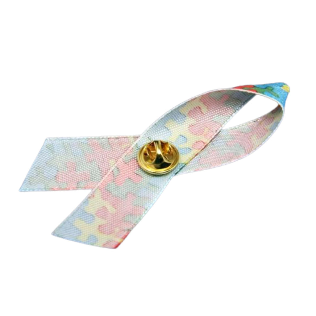 10 Pack Satin Autism Awareness Ribbon Pins The Awareness Company