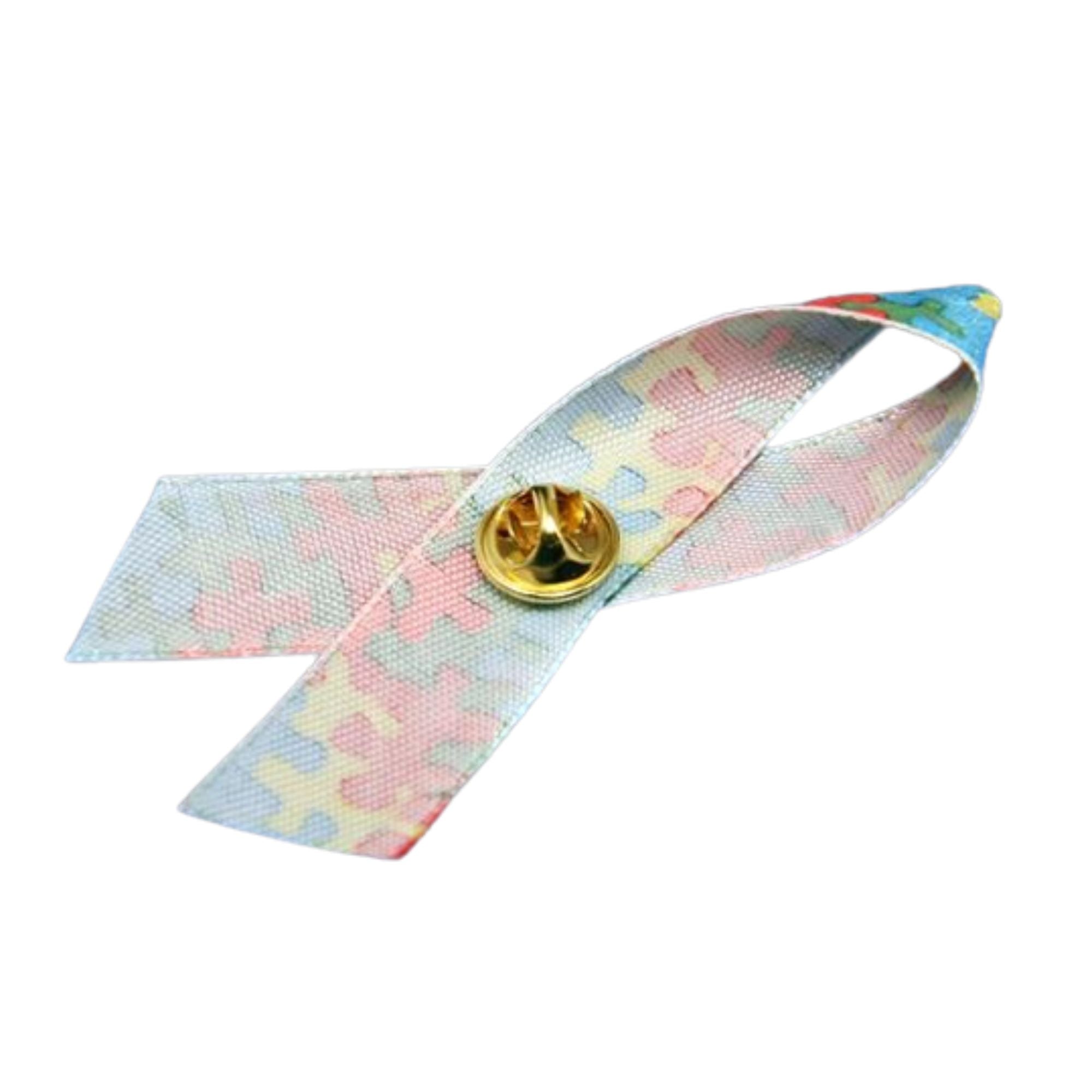 10 Pack Satin Autism Awareness Ribbon Pins The Awareness Company