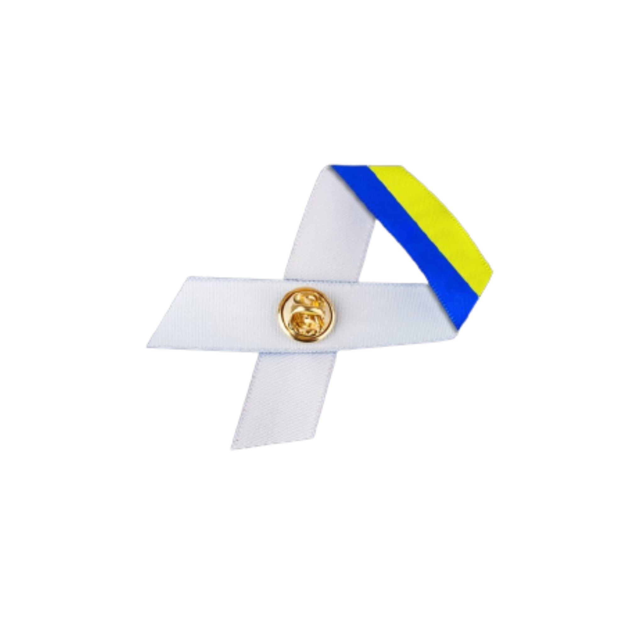 Satin Blue & Yellow Ribbon Pins The Awareness Company