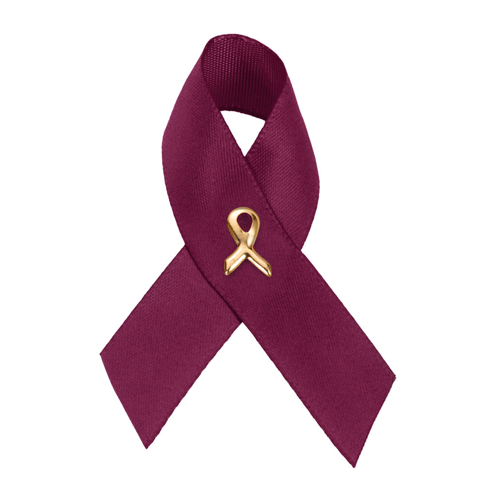 Satin Burgundy Ribbon Awareness Pins The Awareness Company