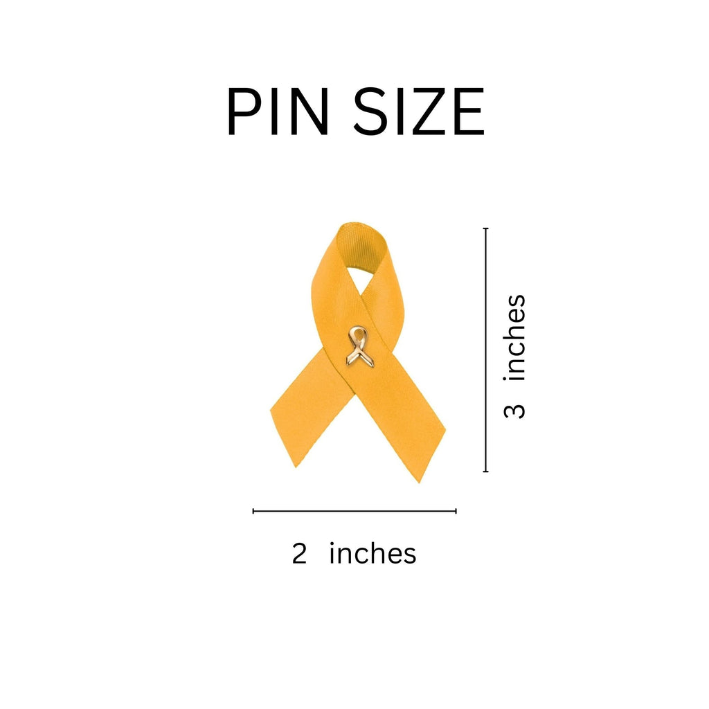 10 Pack of Satin Gold Ribbon Awareness Pins The Awareness Company