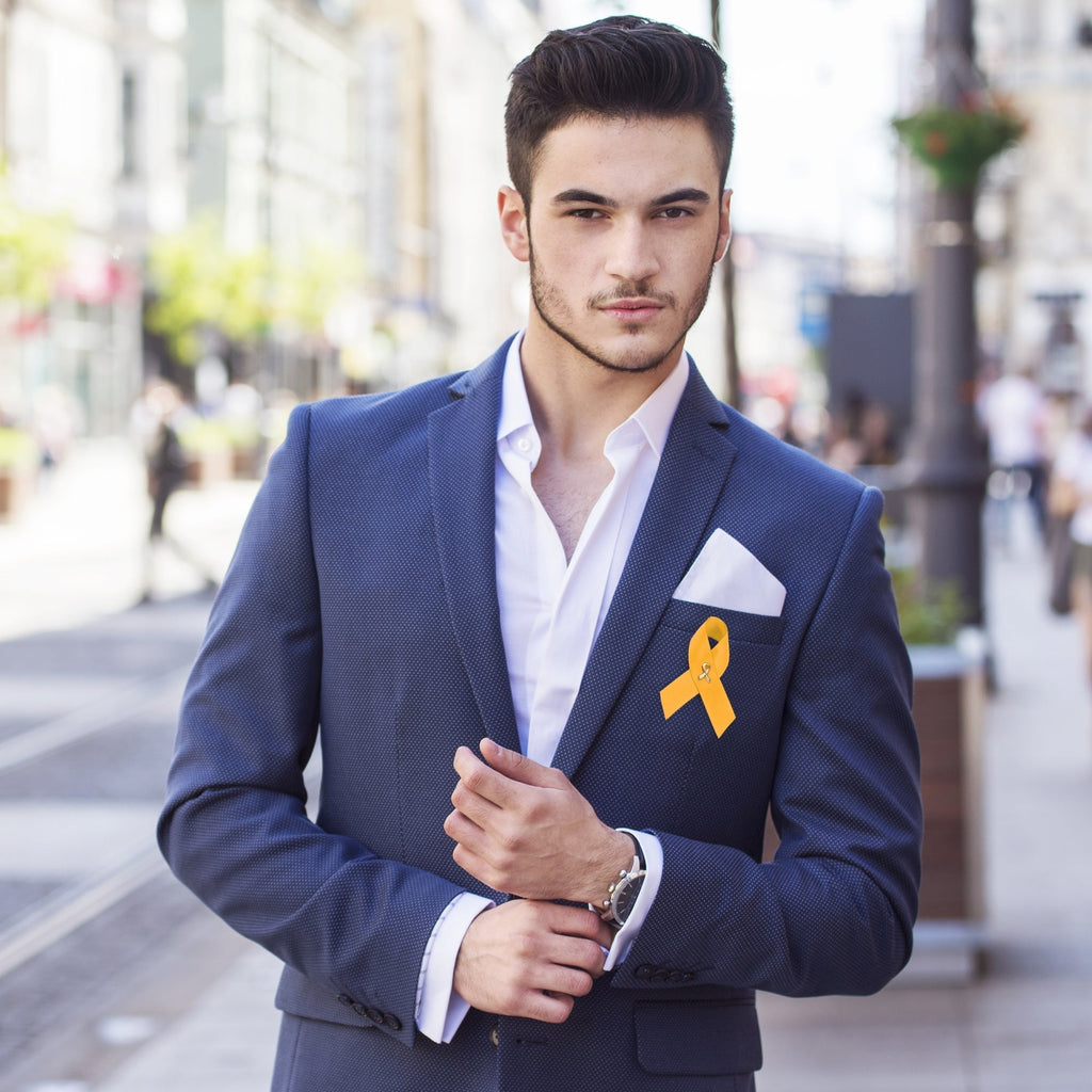Satin Gold Ribbon Awareness Pins The Awareness Company