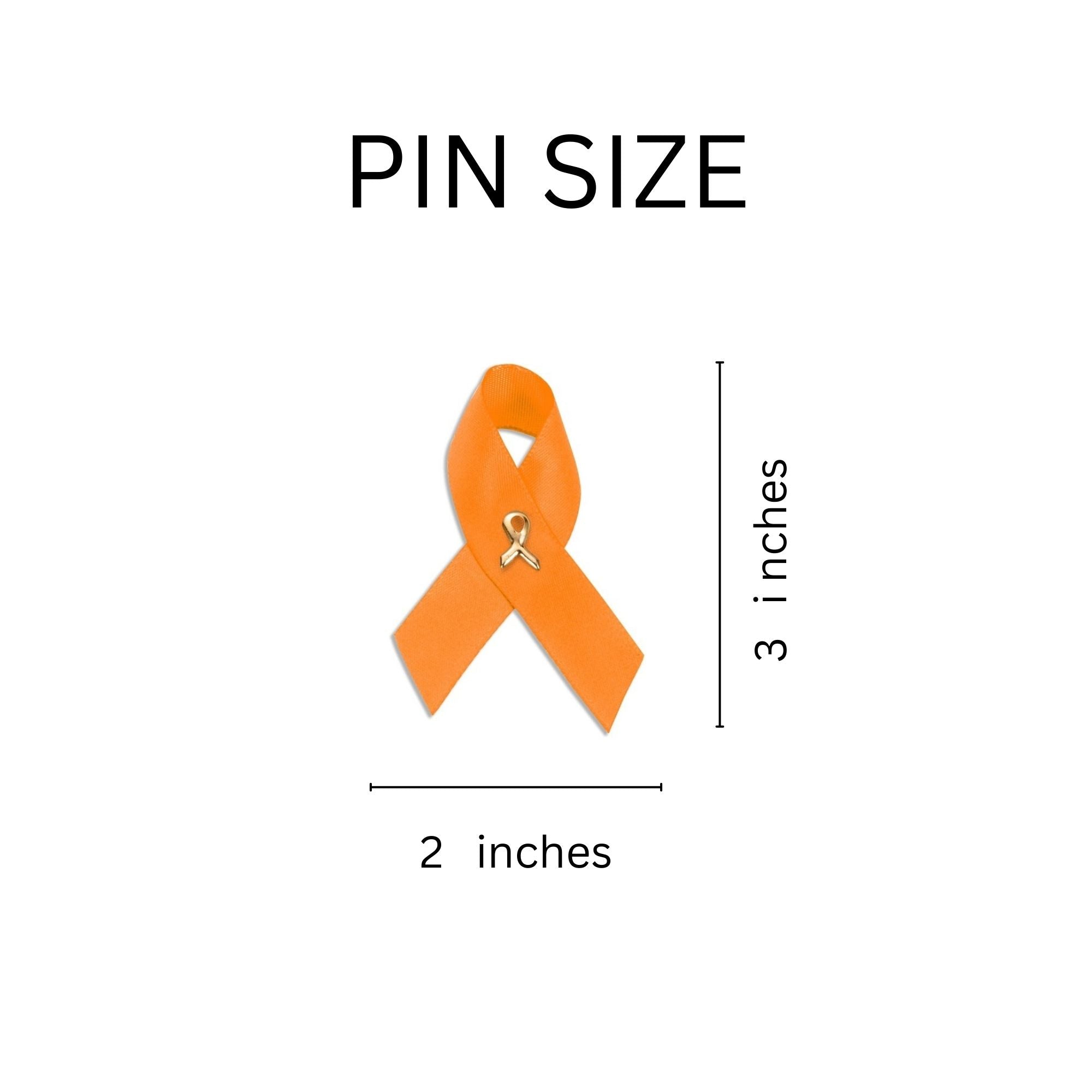 10 Pack Satin Orange Ribbon Awareness Pins The Awareness Company