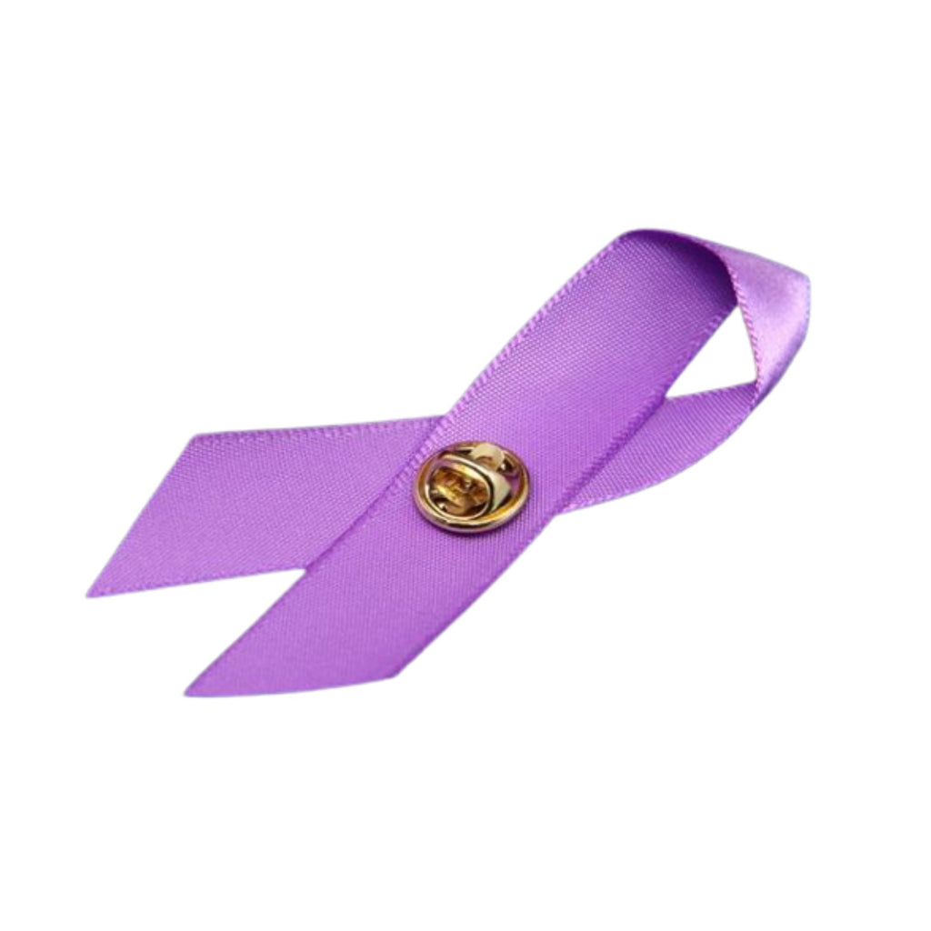 Satin Purple Ribbon Awareness Pins The Awareness Company