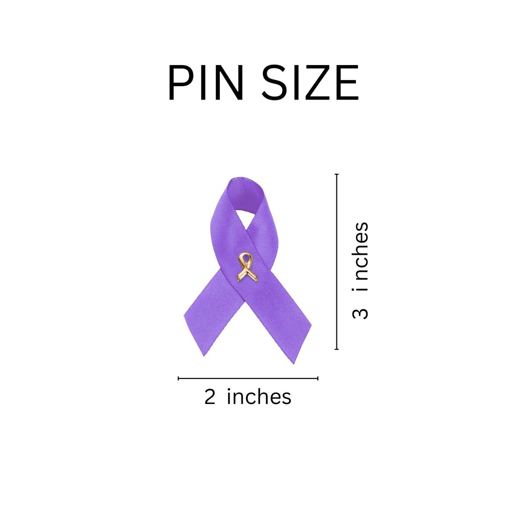 10 Pack Satin Purple Ribbon Awareness Pins The Awareness Company