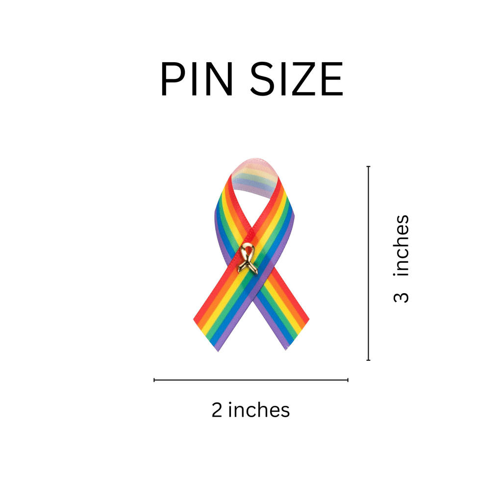 10 Pack Satin Rainbow Ribbon Pins The Awareness Company