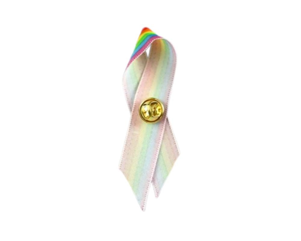 10 Pack Satin Rainbow Ribbon Pins The Awareness Company
