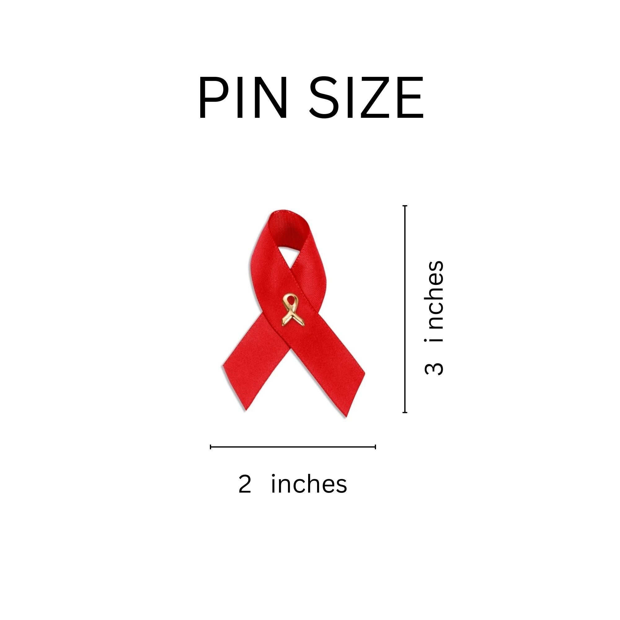 10 Pack Satin Red Ribbon Awareness Pins The Awareness Company