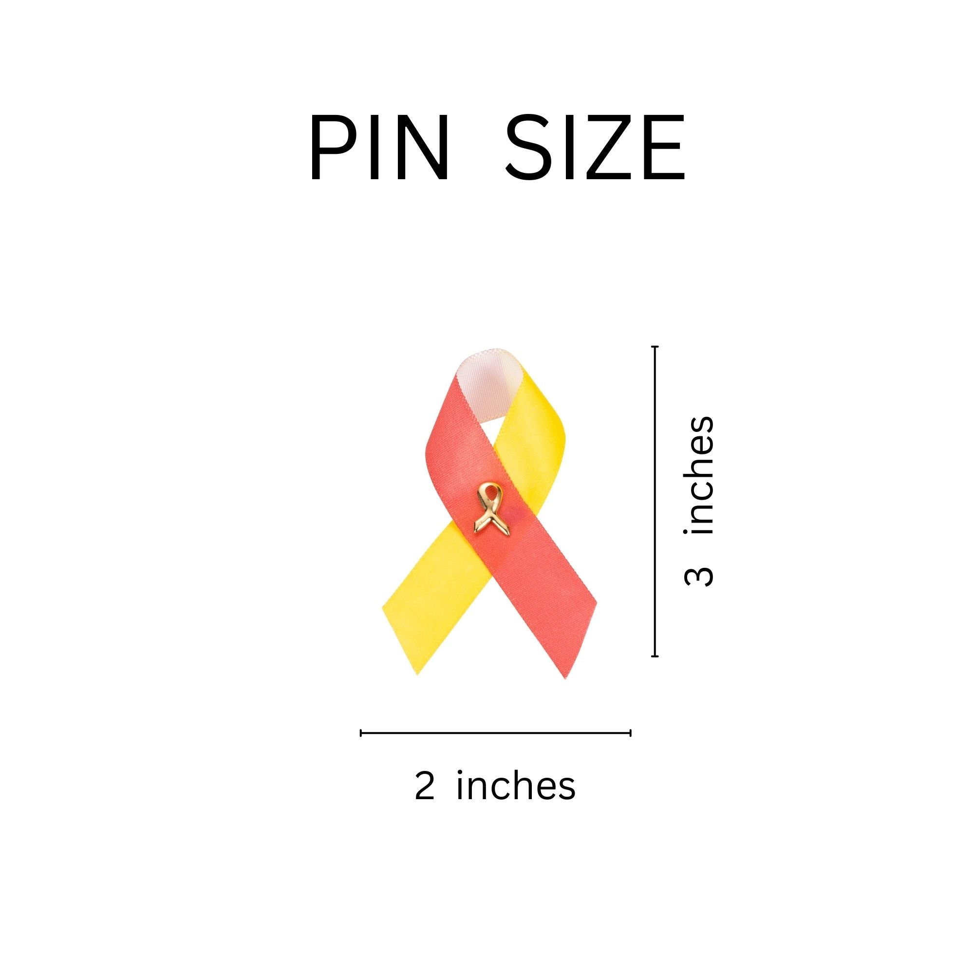 Satin Red & Yellow Ribbon Pins The Awareness Company