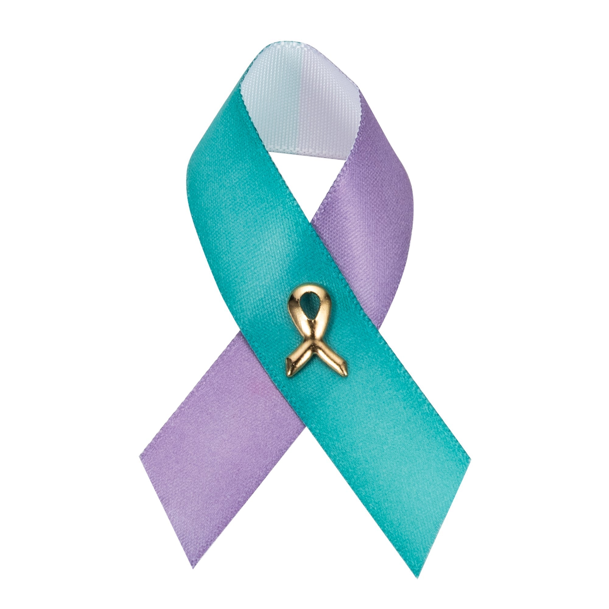 Satin Teal & Purple Ribbon Pins The Awareness Company