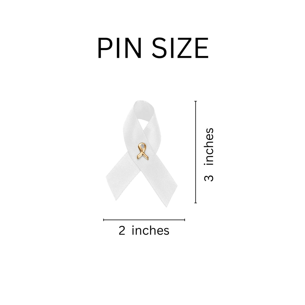 10 Pack Satin White Ribbon Pins The Awareness Company