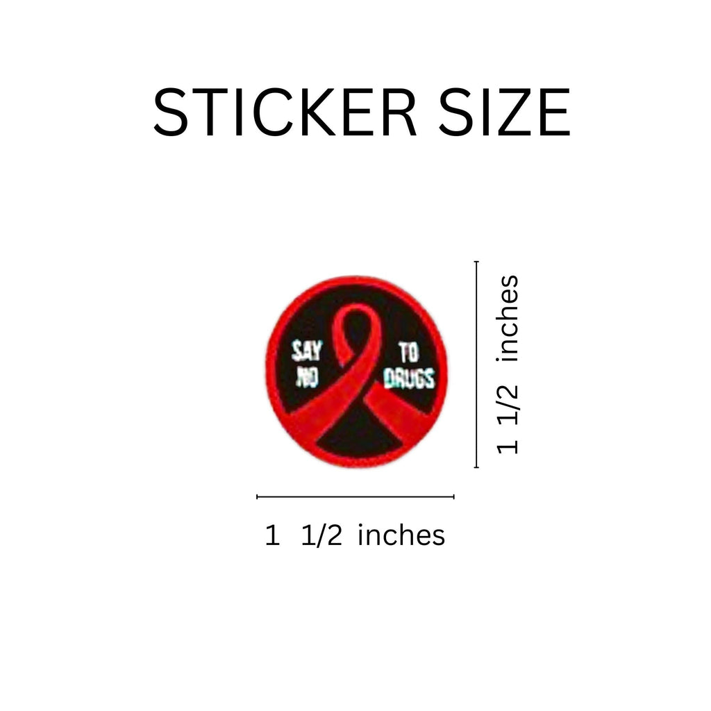 Say No To Drugs Red Ribbon week Circle Stickers (250 Stickers) The Awareness Company