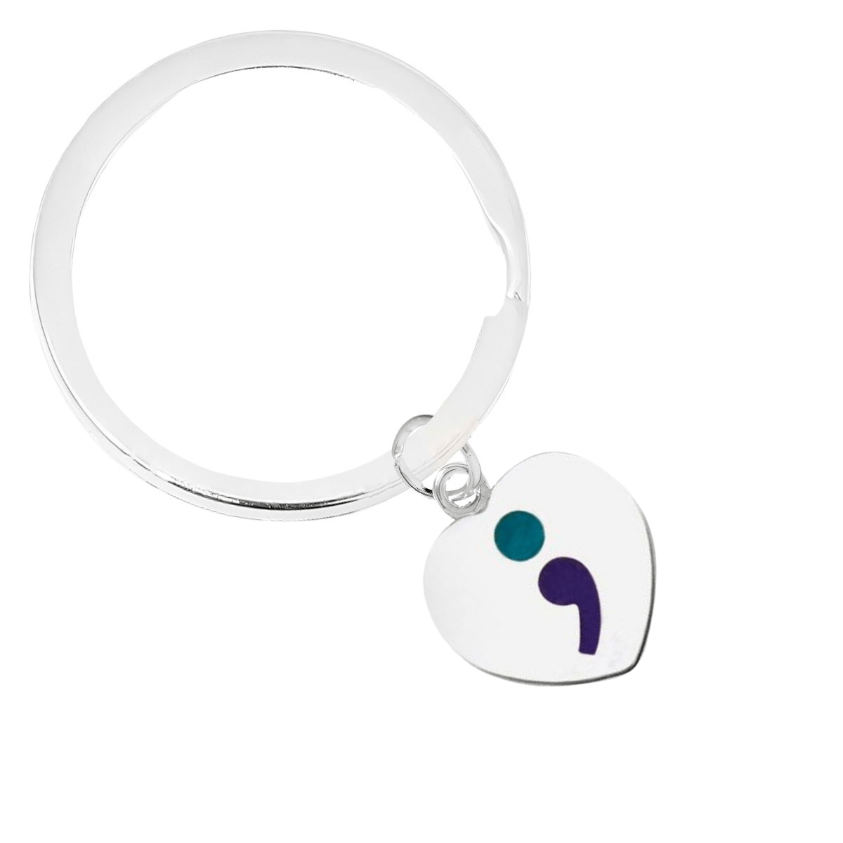 Semicolon Suicide Prevention Awareness Heart Split Style Key Chains The Awareness Company