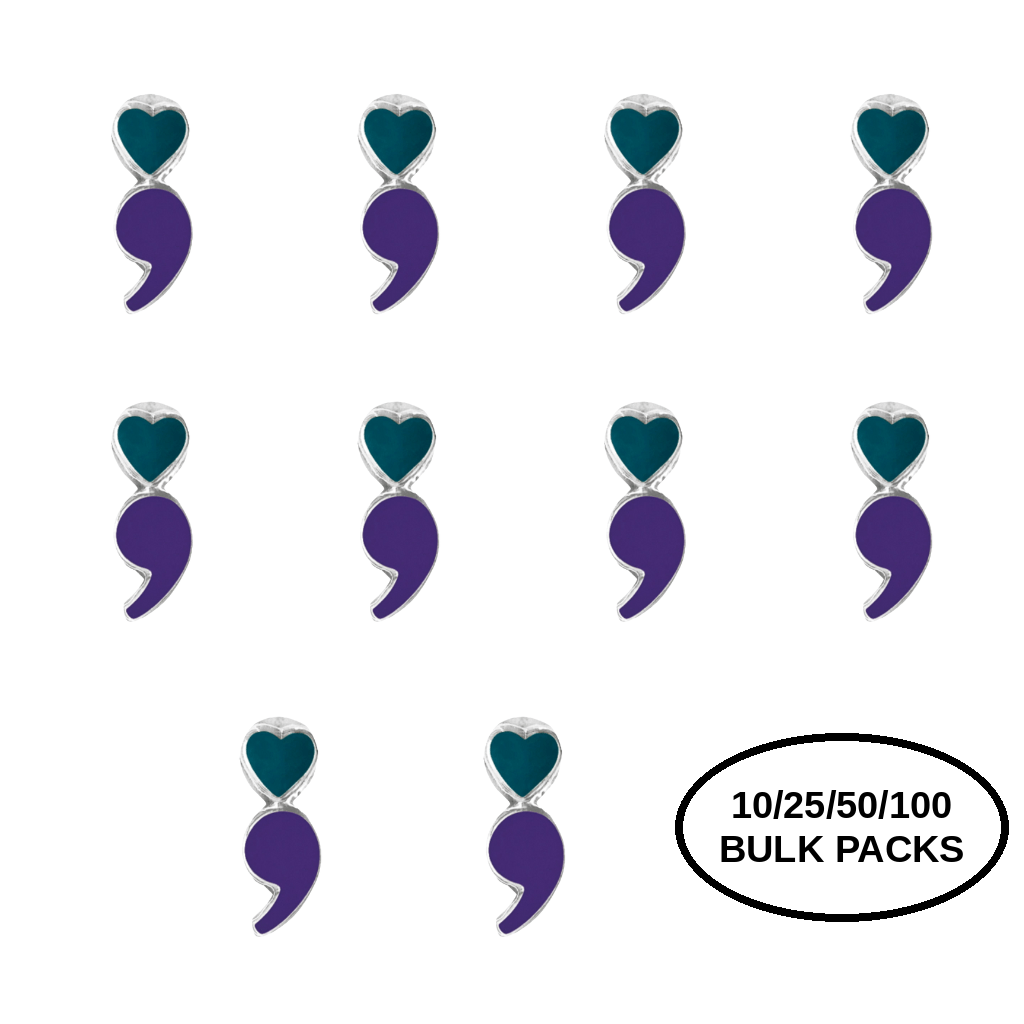 10/25/50/100 Semicolon Suicide Prevention & Awareness Lapel Pins The Awareness Company