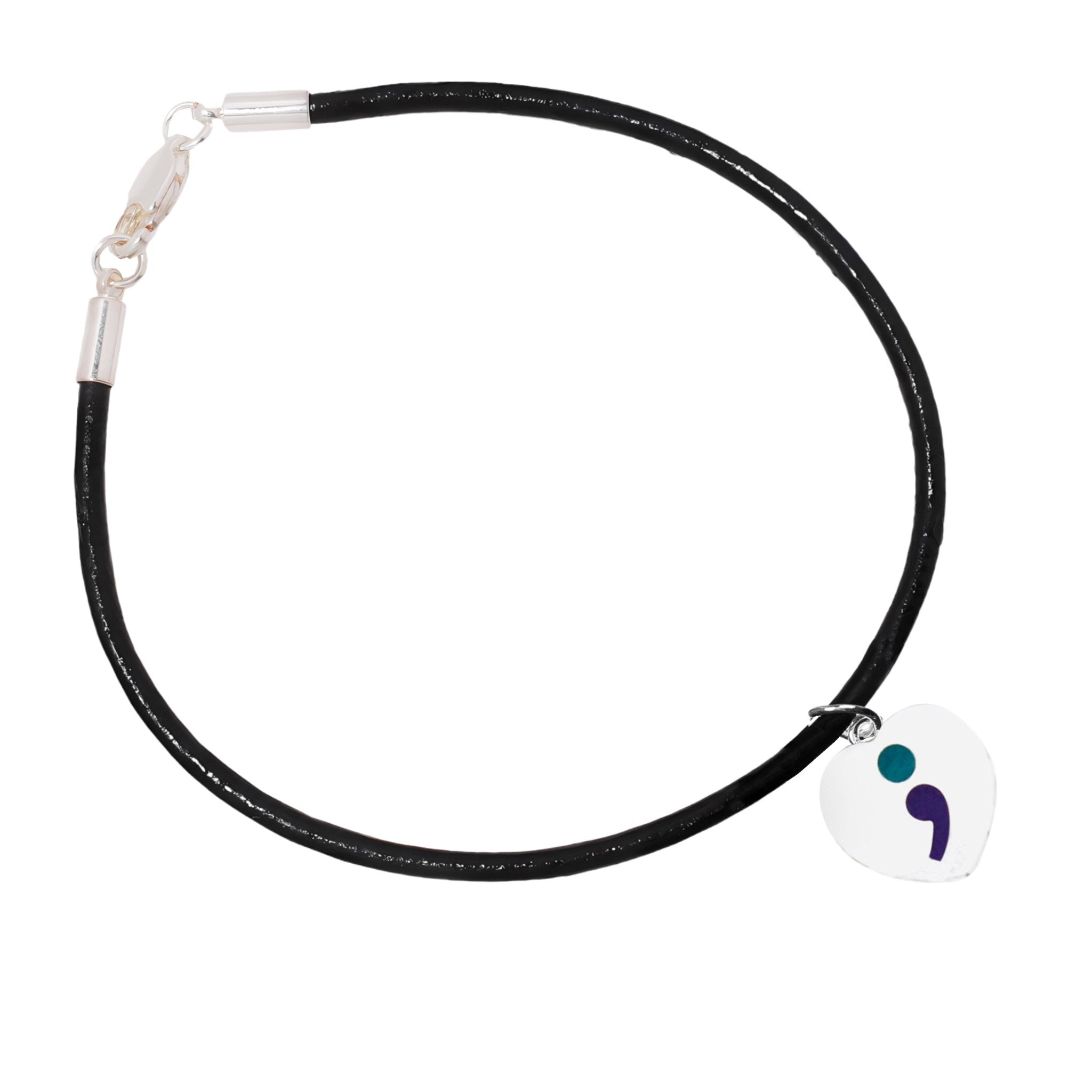 Semicolon Suicide Prevention Black Leather Cord Bracelets The Awareness Company