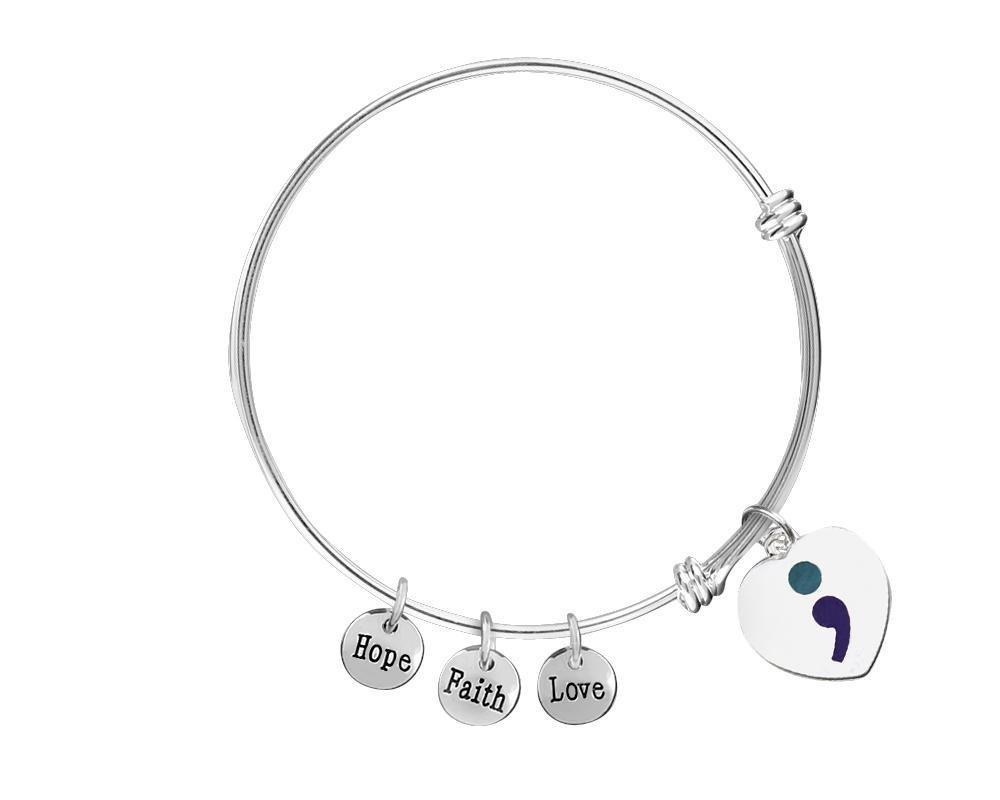 Semicolon Suicide Prevention Charm Retractable Bracelets The Awareness Company