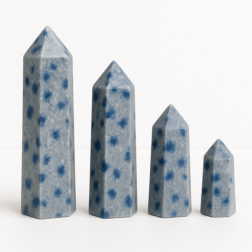 Serene Spotted Blue Quartzite Tower – Sky Blue Crystal Obelisk (Sold Individually or as Bundle) KREATEUR MIAMI