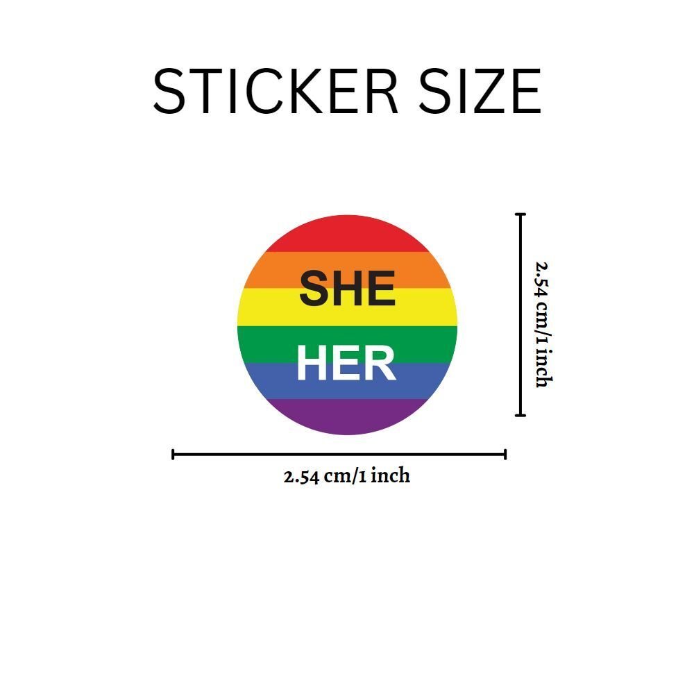 She Her Pronoun Rainbow Flag Stickers (250 Per Roll) The Awareness Company