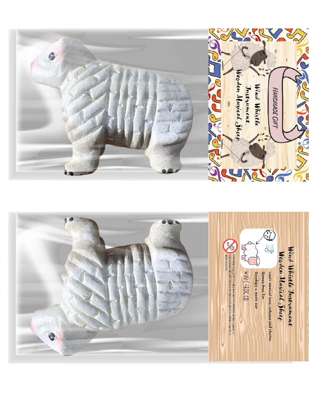 White Musical Whistle Sheep Instrument Music Frog Co