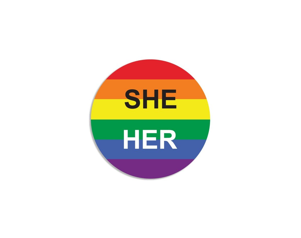 She/Her Pronoun Rainbow Flag Button Pins The Awareness Company