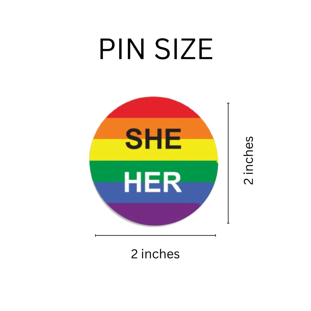 She/Her Pronoun Rainbow Flag Button Pins The Awareness Company