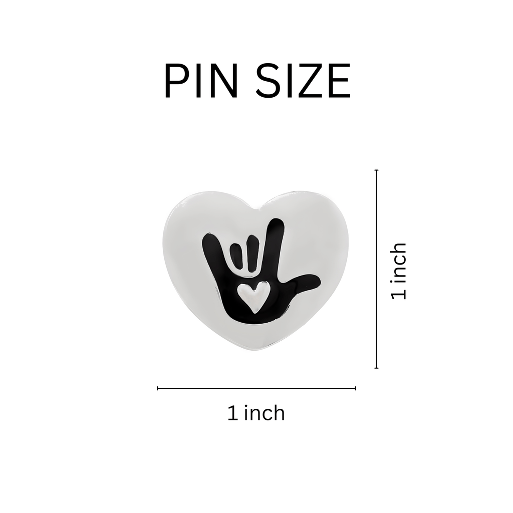 Sign Language Symbol for I Love You Deaf Sign Heart Pins The Awareness Company