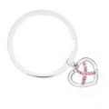 Silver Heart Crystal Pink Ribbon Split Style Keychains The Awareness Company