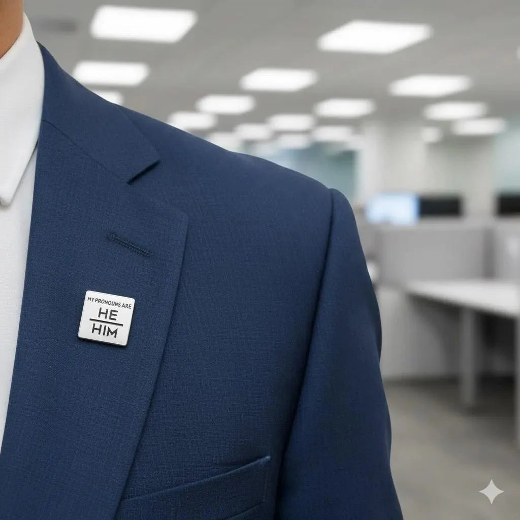 Silver Square My Pronouns Are He Him Pins The Awareness Company