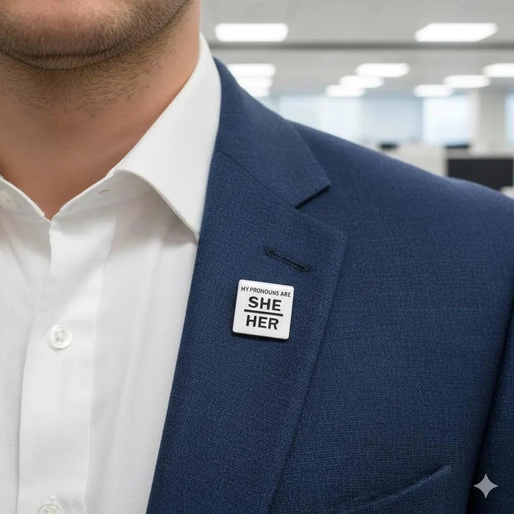 Silver Square My Pronouns Are She Her Pins The Awareness Company