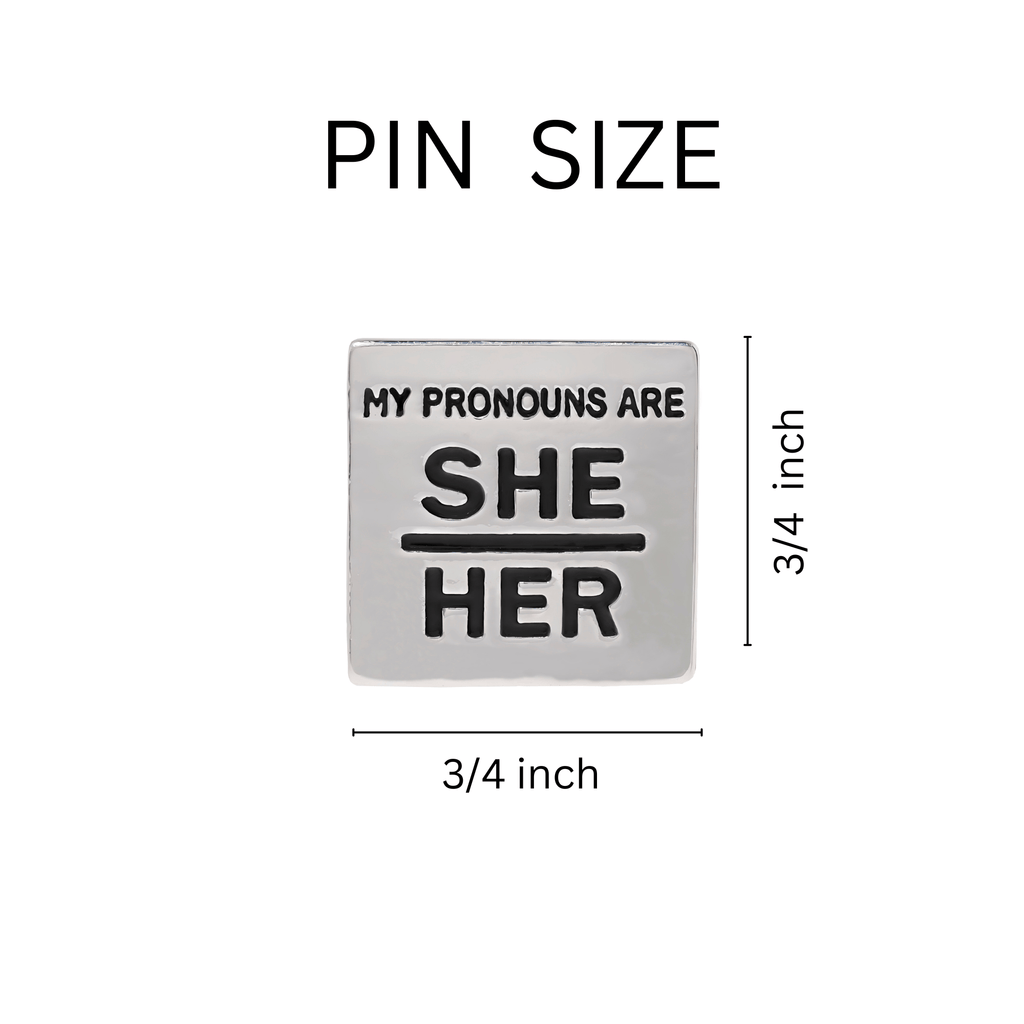 5/10/25/100 Silver My Pronouns Are She Her Pins The Awareness Company