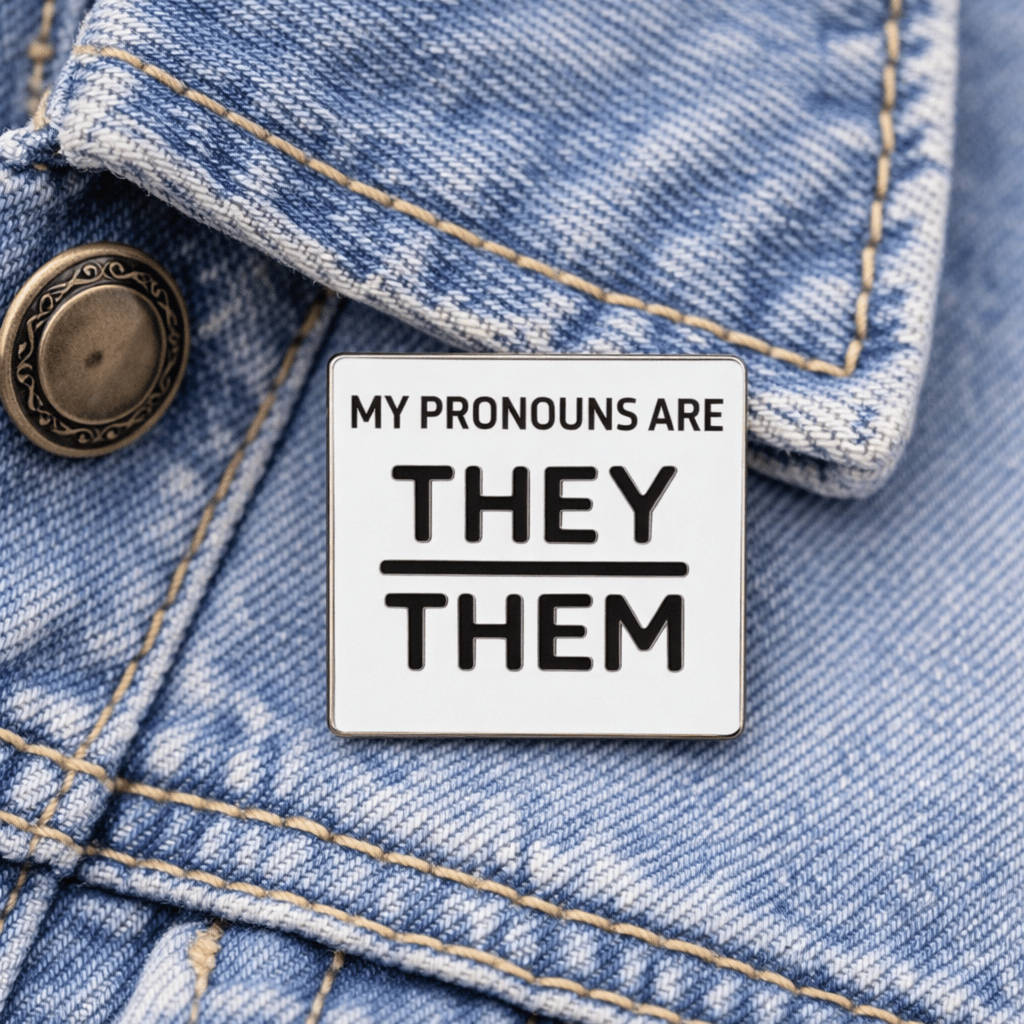 Silver Square My Pronouns Are They Them Pins The Awareness Company