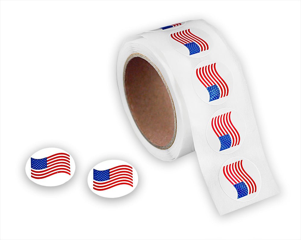 Small 3/4 Inch Round American Flag Stickers (250 per Roll) The Awareness Company