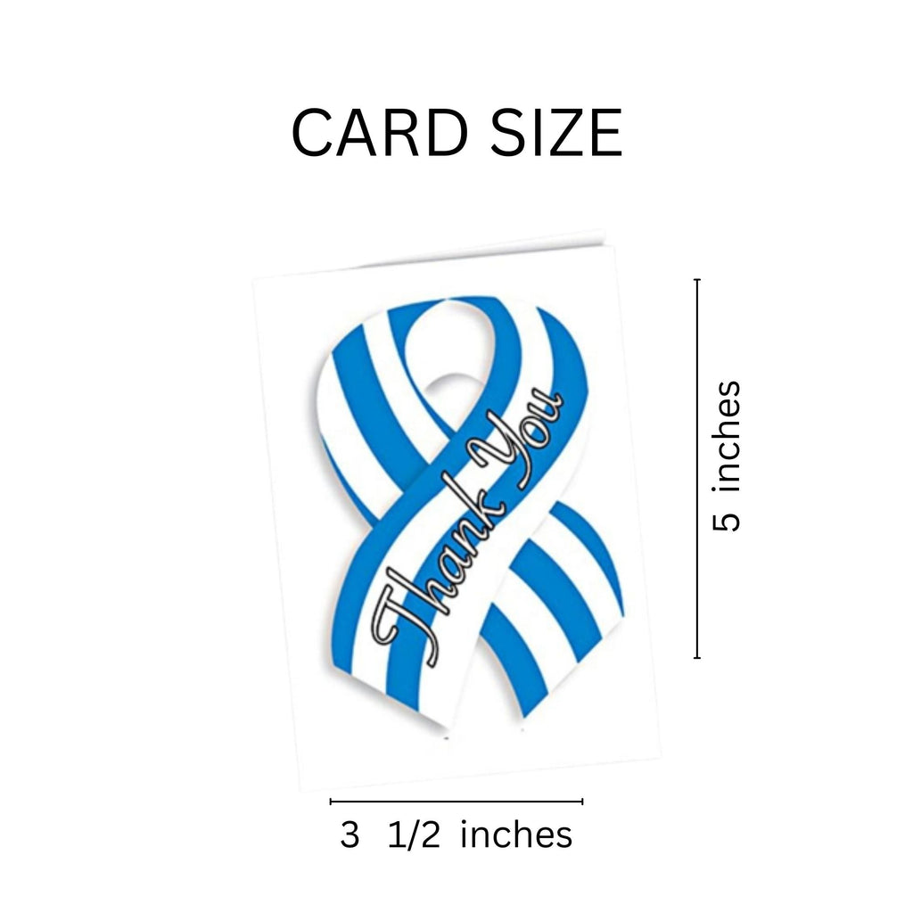 Small Blue & White Ribbon Thank You Cards (12 Cards/Pack) The Awareness Company