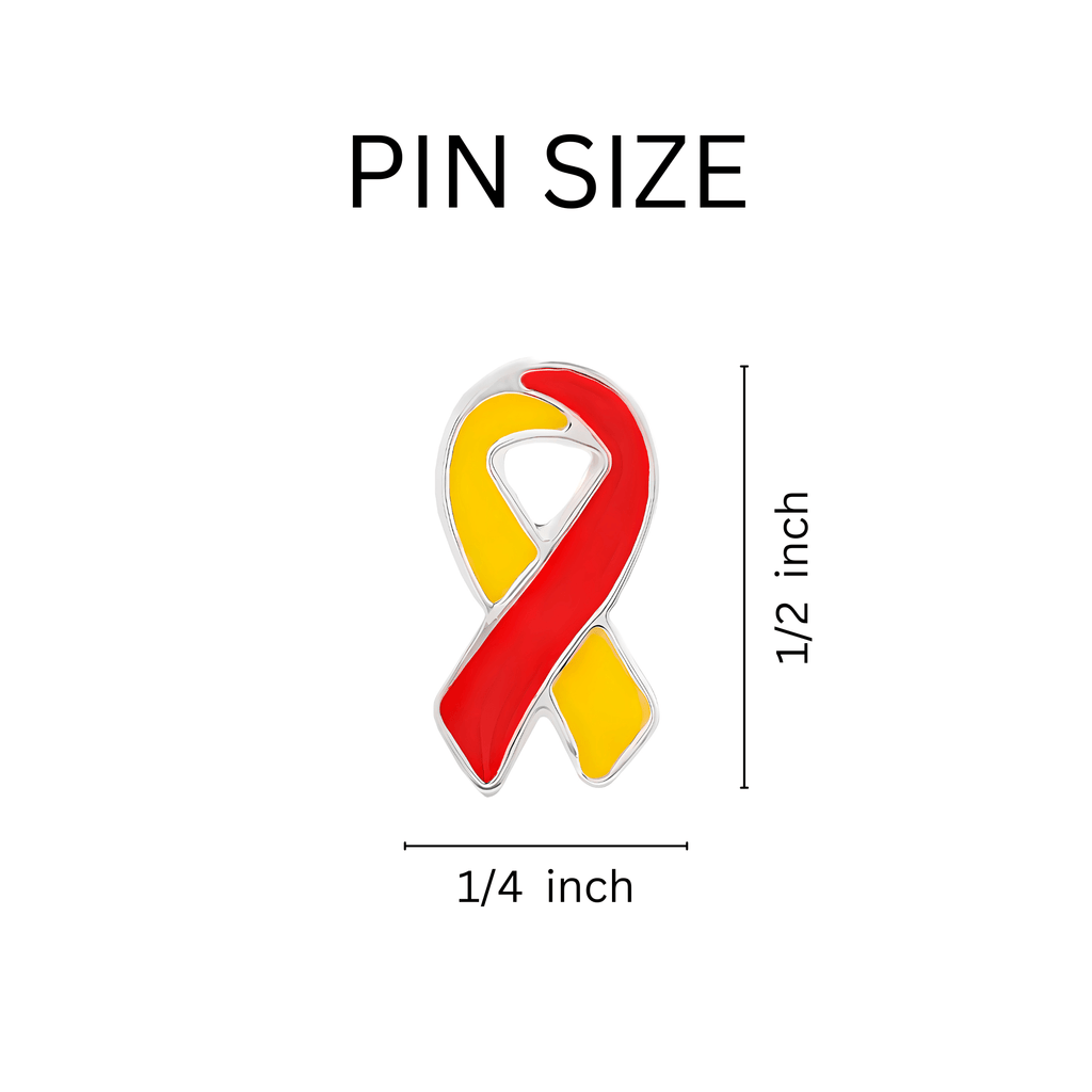 Small Flat Red & Yellow Ribbon Pins The Awareness Company