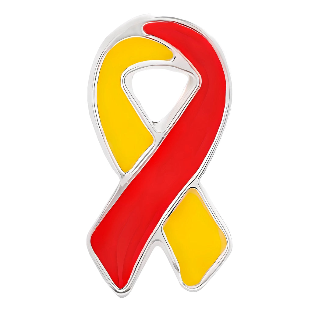 Small Flat Red & Yellow Ribbon Pins The Awareness Company
