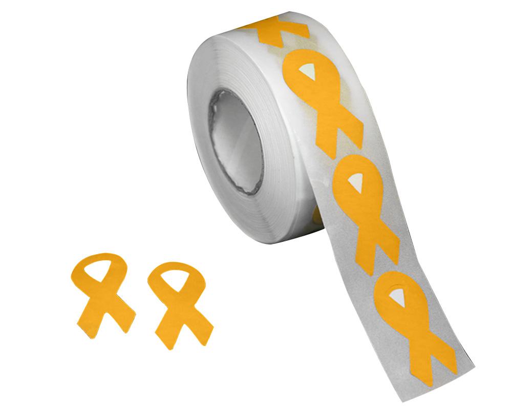 Small Gold Ribbon Stickers (250 per Roll) The Awareness Company