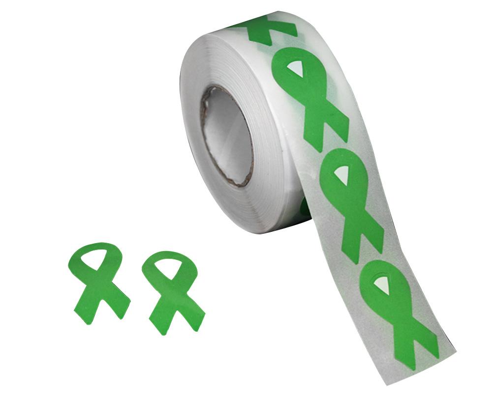 Small Green Ribbon Stickers (250 per Roll) The Awareness Company