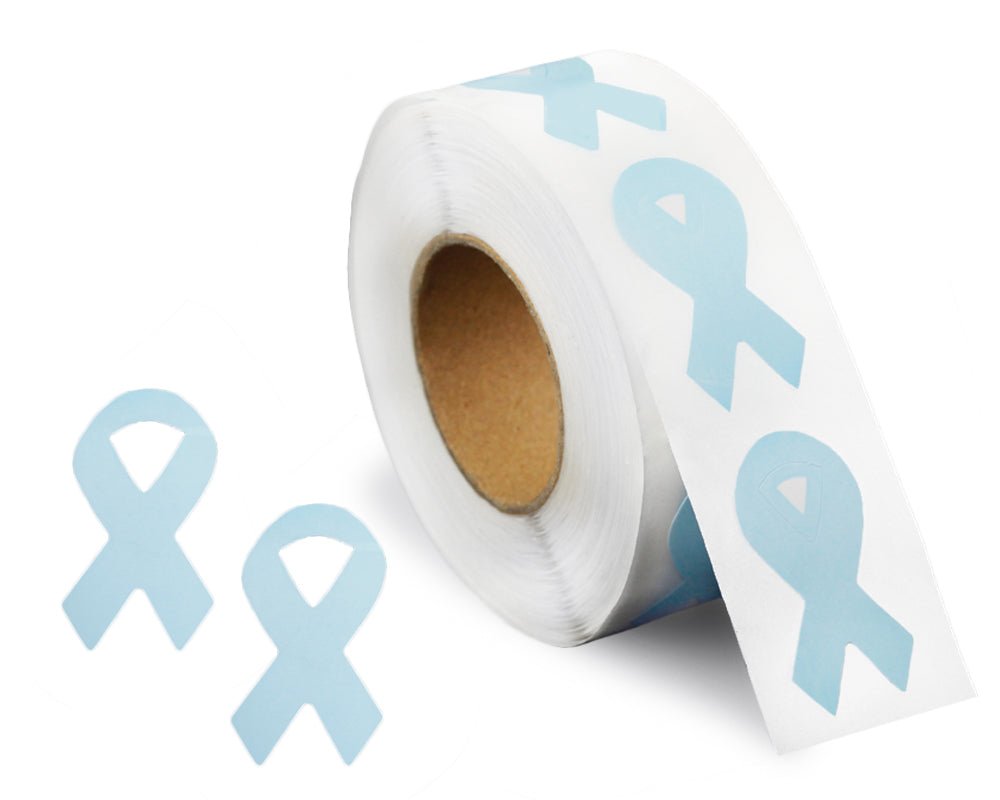 Small Light Blue Ribbon Stickers (250 per Roll) The Awareness Company