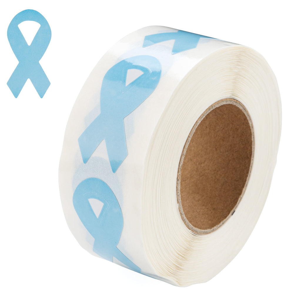 Small Light Blue Ribbon Stickers (250 per Roll) The Awareness Company